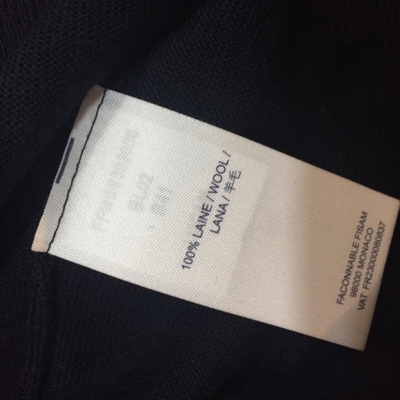 Facconable Sweater Sz L Black 100% Wool - Picture 7 of 7